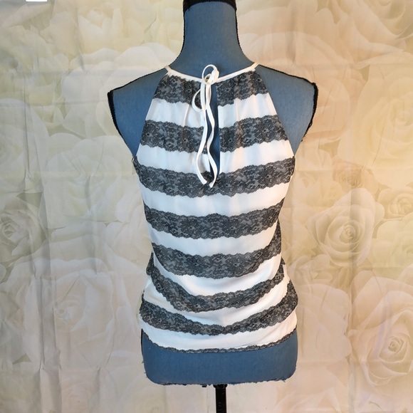 NWT Express Halter Top Striped Lace Print XS - Picture 3 of 8